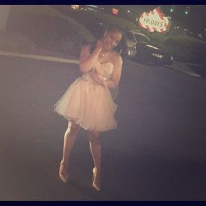 Glamour Short Cream Studded Dress